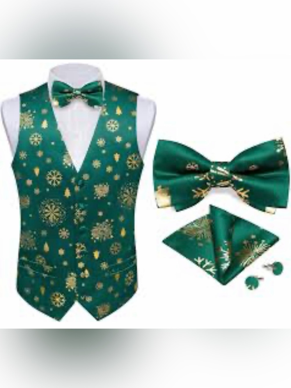 BRAND NEW Men's Green Gold Snowflake- Christmas Ugly Sweater Party size L
